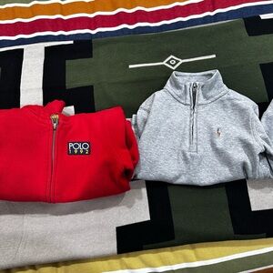 Polo by Ralph Lauren Gray Full-Zip Sweatshirt with Navy Label